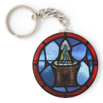 Baptism Stained Glass Art Keychain