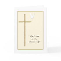 Baptism Thank You Card -- Cross and Dove