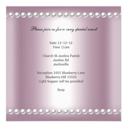 Baptism Tiara Pink Silver White Pearl Diamond Invitation