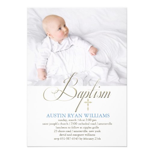 Baptism White Photo Invitation