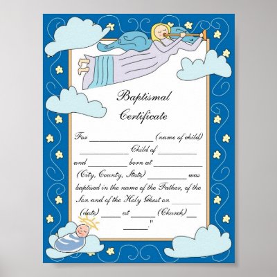 Baptismal Certificate Poster by christiandesigns