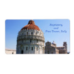 Baptistery and Pisa Tower Shipping Label