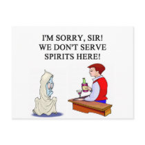 bar and drinking ghost joke postcard