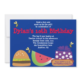 Bar-B-Que Birthday Bumble Bee Party Invitation invitation
