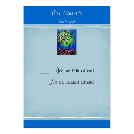 Bar Bat Mitzvah RSVP Card Business Cards (back side)