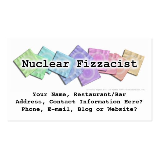 Bar Business Card - Nuclear Fizzacist (front side)
