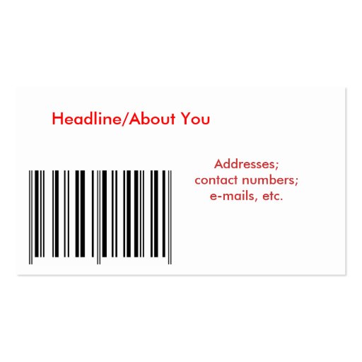 'Bar Code' Profile Card Business Cards (back side)