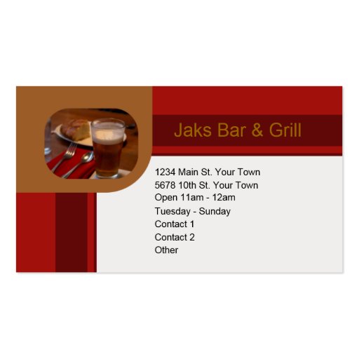 Bar & Grill Business Card Templates (front side)