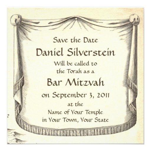 Bar Mitzvah Antique Map, Tribes of Israel Custom Invites