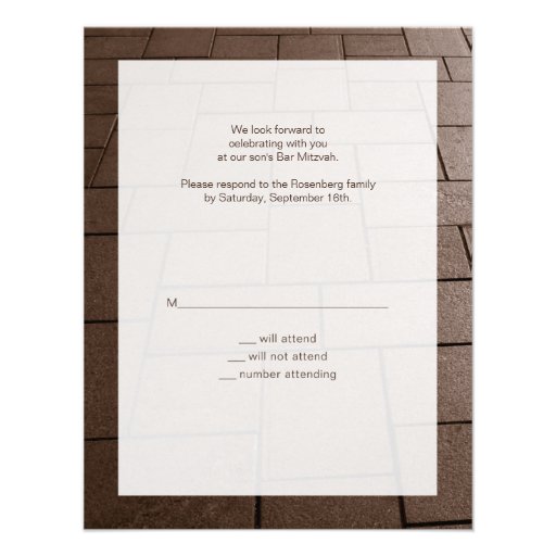 Bar Mitzvah Bimah Reply Card Personalized Invitation