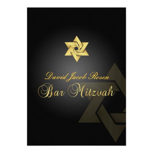 Bar Mitzvah/black/gold Custom Announcement