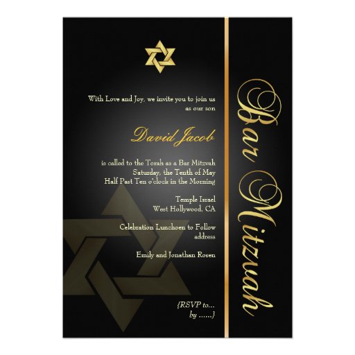 Bar Mitzvah/black/gold Custom Announcement