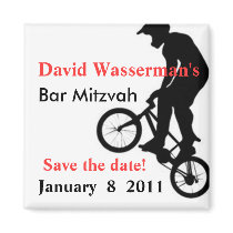 Bar Mitzvah BMX Save the Date Refrigerator Magnet