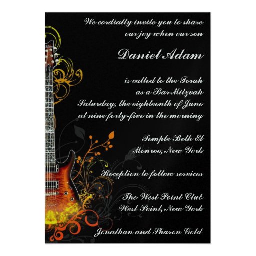 Bar Mitzvah Guitar Invitation