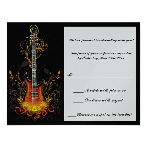 bar mitzvah guitar response card (front side)