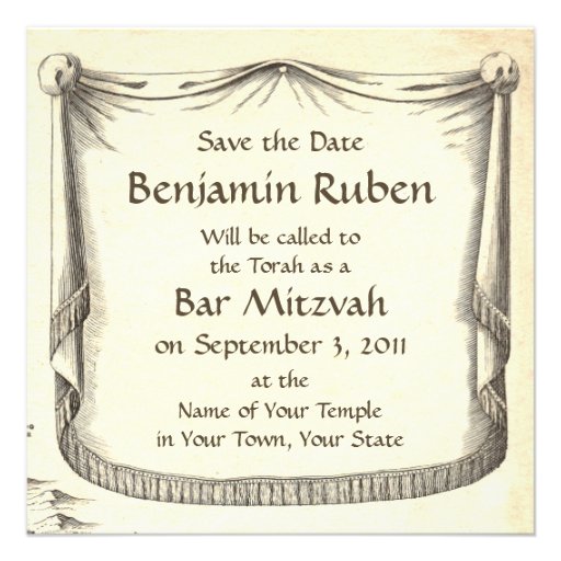 Bar Mitzvah Invitation for a Boy Named Benjamin