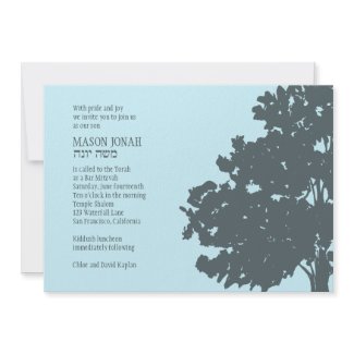 Bar Mitzvah Invitation Mason Wedding Blue Tree