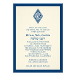 Bar Mitzvah Invitation Monogram Hebrew Blue invitations