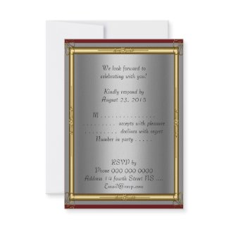 Bar Mitzvah Invitation Red silver