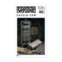 Bar Mitzvah Invitation - Torah, Historical Postage Stamps