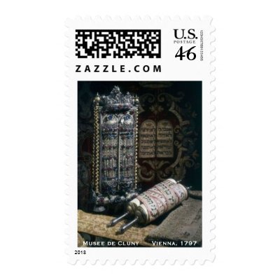 Bar Mitzvah Invitation - Torah, Historical Postage Stamps by eMitz_com