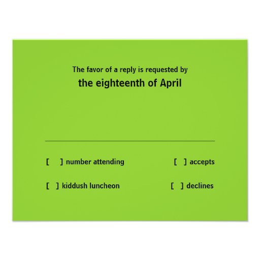Bar Mitzvah Lime Green on Black Star of David RSVP Personalized Invitations