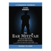 Bar Mitzvah Movie Star Invitation in Blue, Black invitations