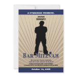 Bar Mitzvah Movie Star Invitation in Navy Tan