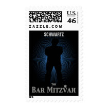 Bar Mitzvah Movie Star Stamp, Blue & Black Medium stamps