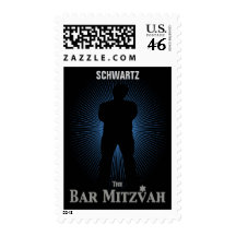 Bar Mitzvah Movie Star Stamp, Blue & Black Medium