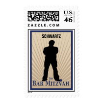 Bar Mitzvah Movie Star Stamp in Navy Tan, Medium stamps
