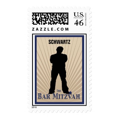 Bar Mitzvah Movie Star Stamp in Navy Tan by Lowschmaltz