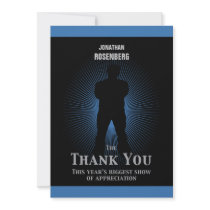 Bar Mitzvah Movie Star Thank You Card Blue Black