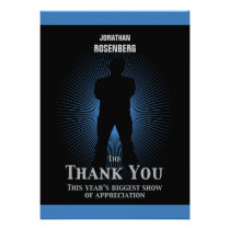 Bar Mitzvah Movie Star Thank You Card Blue Black invitations
