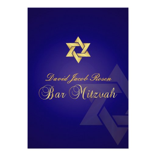 Bar Mitzvah/navy blue/gold Custom Announcements