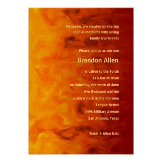 Bar Mitzvah Red and Orange Personalized Invites