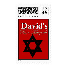 Bar Mitzvah Red Invitation Postage