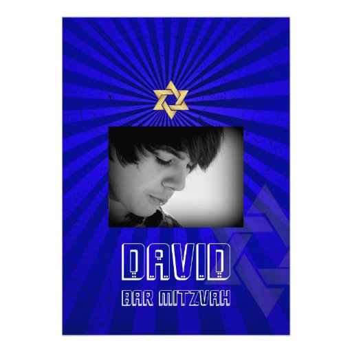 Bar Mitzvah/royal blue/gold Personalized Invite