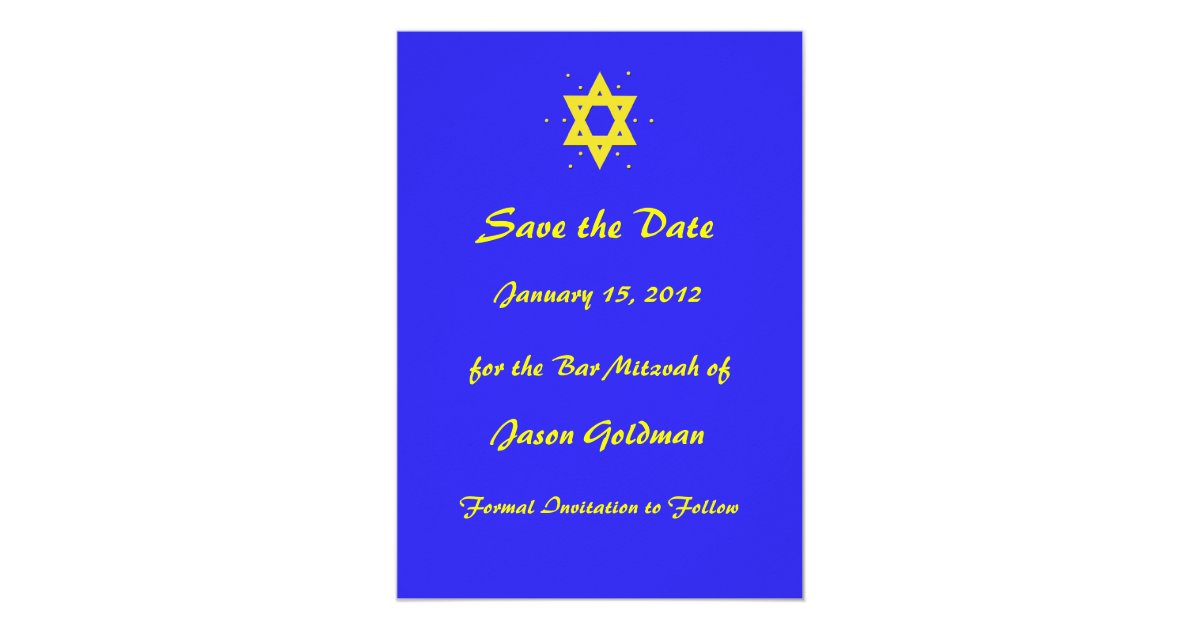 Bar Mitzvah Save the Date Invitation Card Zazzle