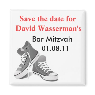 Bar Mitzvah Sneakers Save the Date Refrigerator Magnets by ArtByLindaLou