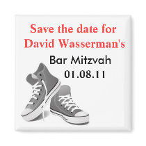 Bar Mitzvah Sneakers Save the Date Refrigerator Magnets