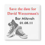 Bar Mitzvah Sneakers Save the Date Refrigerator Magnets