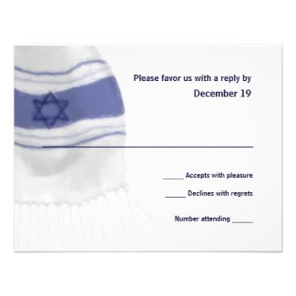 Bar Mitzvah Tallit Reponse Card Personalized Invite