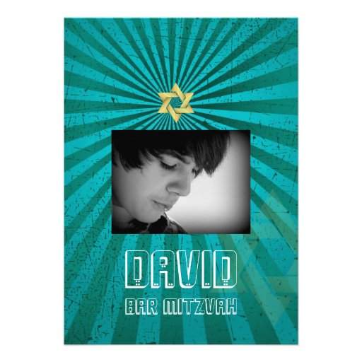 Bar Mitzvah/teal/gold Personalized Invites