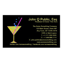 Bar Mixologist Party Planner Business Cards