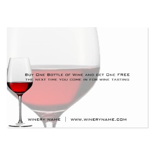 Bar, Winery & Restuarant Drink Vouchers & Coupons Business Cards (back side)