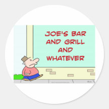 bar y grill de los joes y lo que pegatina redonda