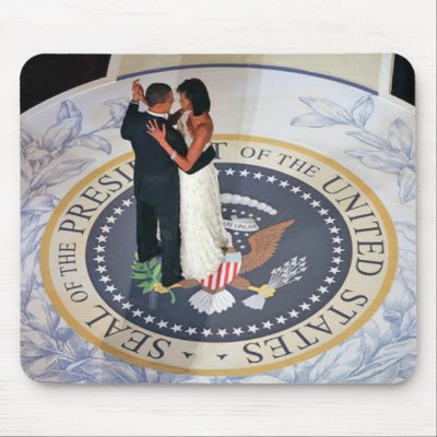 Barack and Michelle Obama dancing Inaugural Ball Mouse Pads by BeezKneez