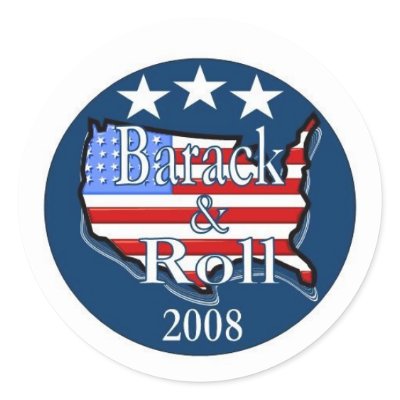barack and roll round sticker by unclegear