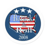 barack and roll round sticker